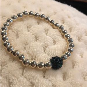 Rustic Cuff Ireland - Silver with Emerald Bead